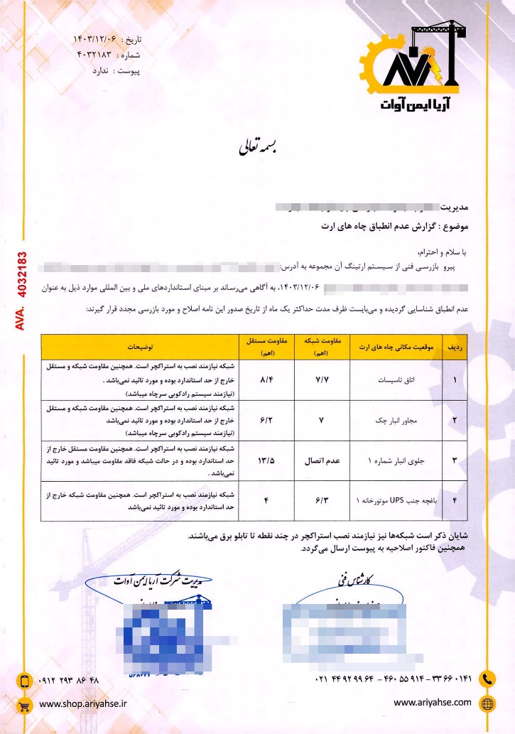 اهمیت تاییدیه چاه ارت اهمیت تاییدیه چاه ارت